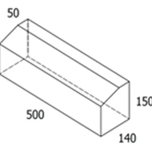 Multikant standard TP15/50 koks med skrå forkant - 14x50x15,5 cm