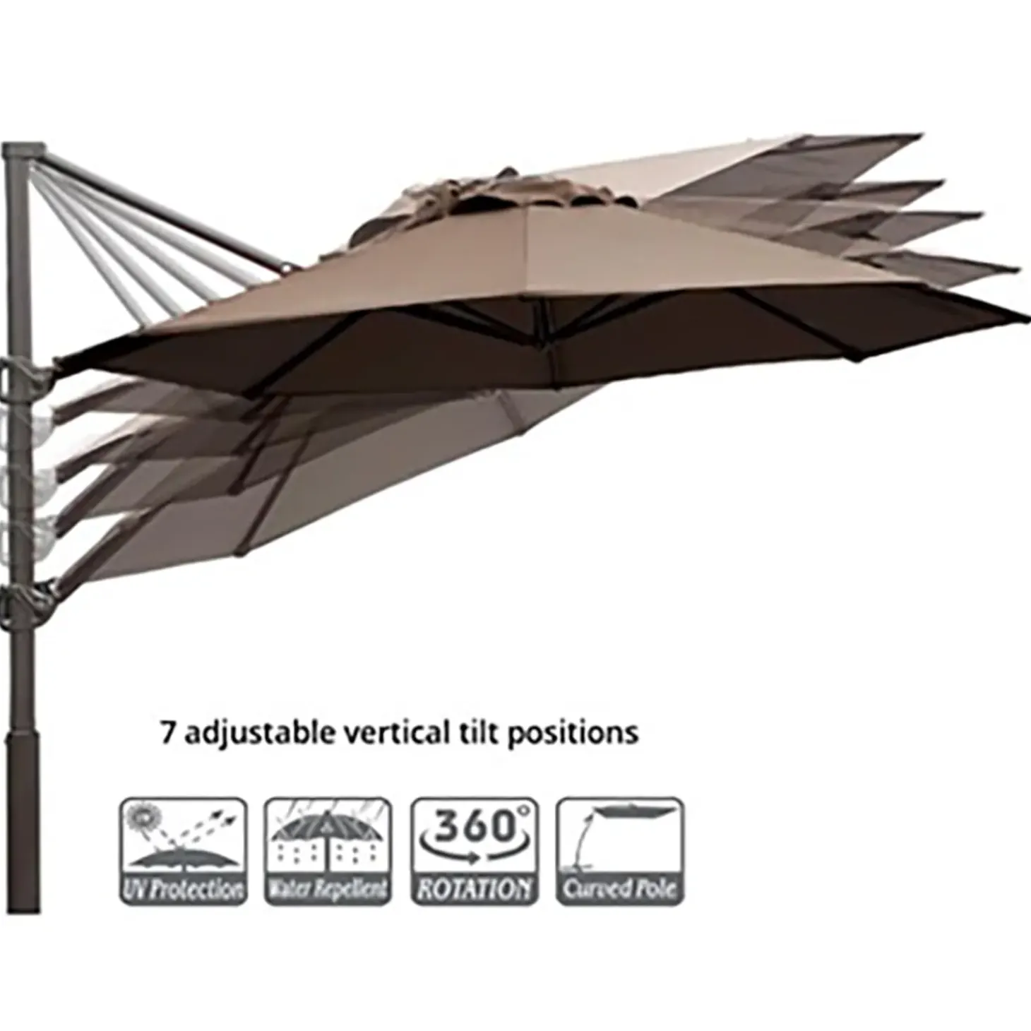 New york  hængeparasol 3x4m taupe