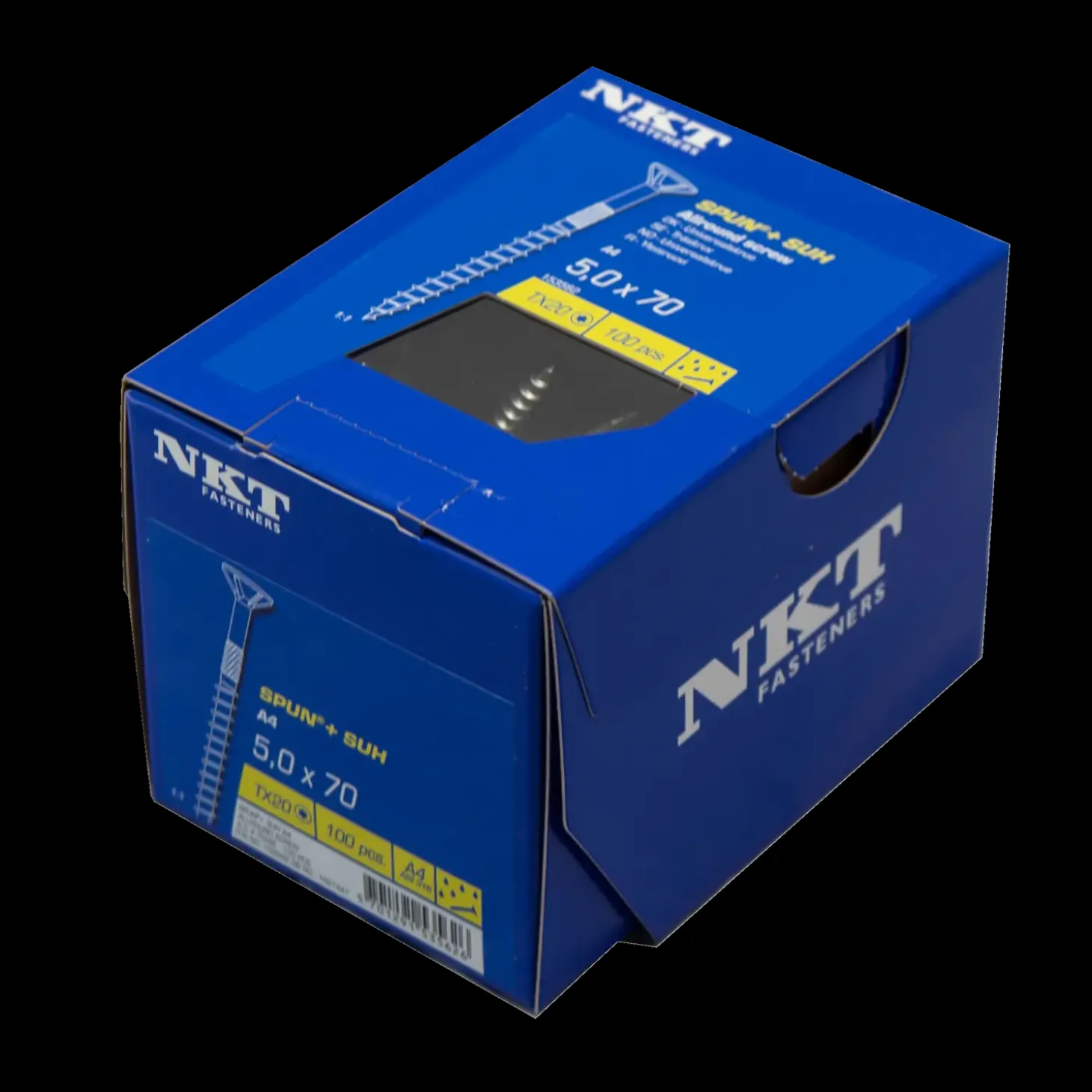 NKT Spun+ universalskrue 5,0x70/45 SUH TX20 A4 rustfrit 100 stk