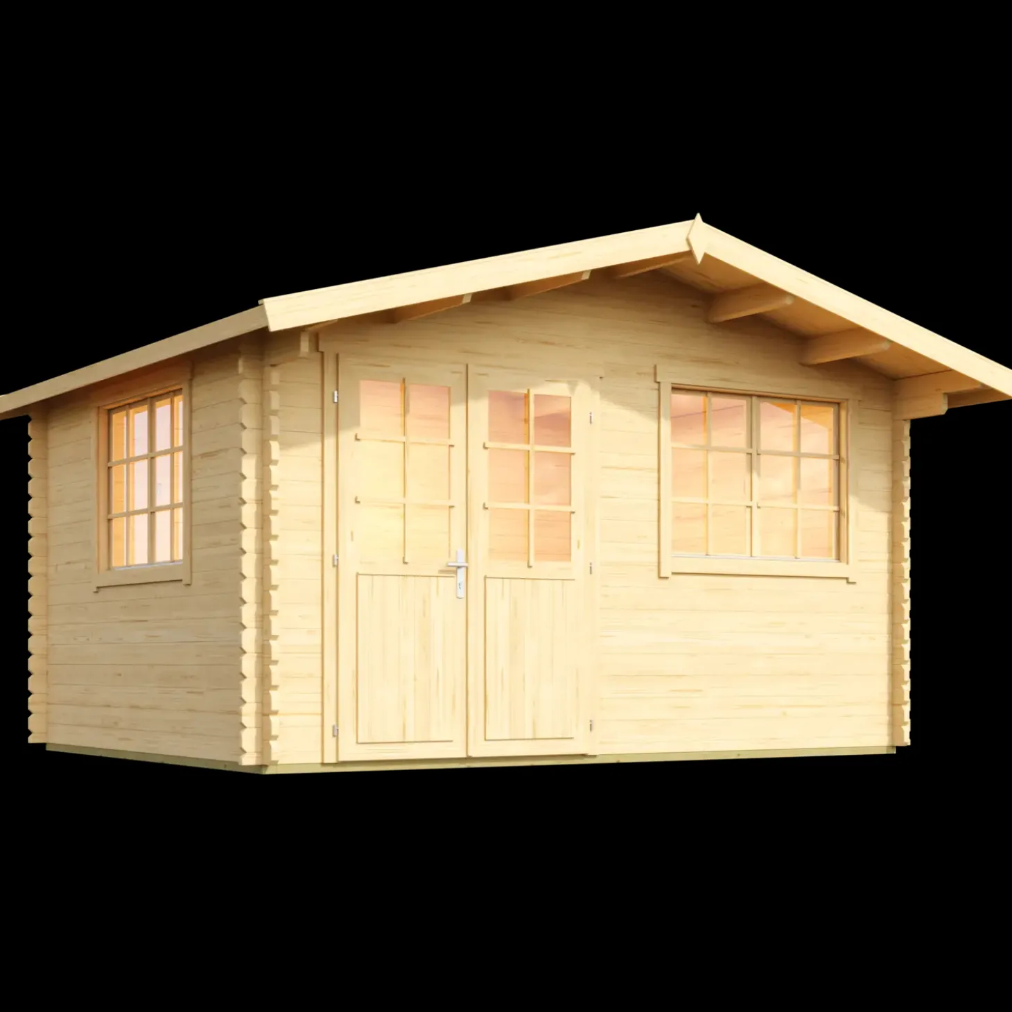 Norderney hytte med overdækning dobbeltdør og sprossevinduer 11,15 m²