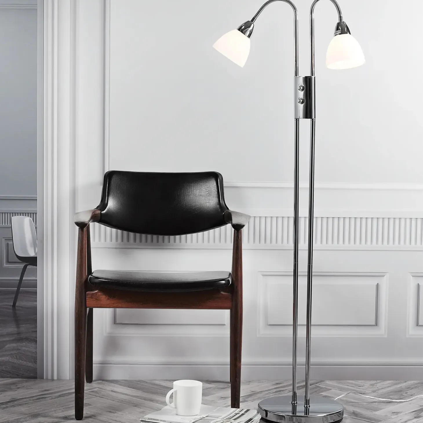 Nordlux Ray gulvlampe med dæmper krom