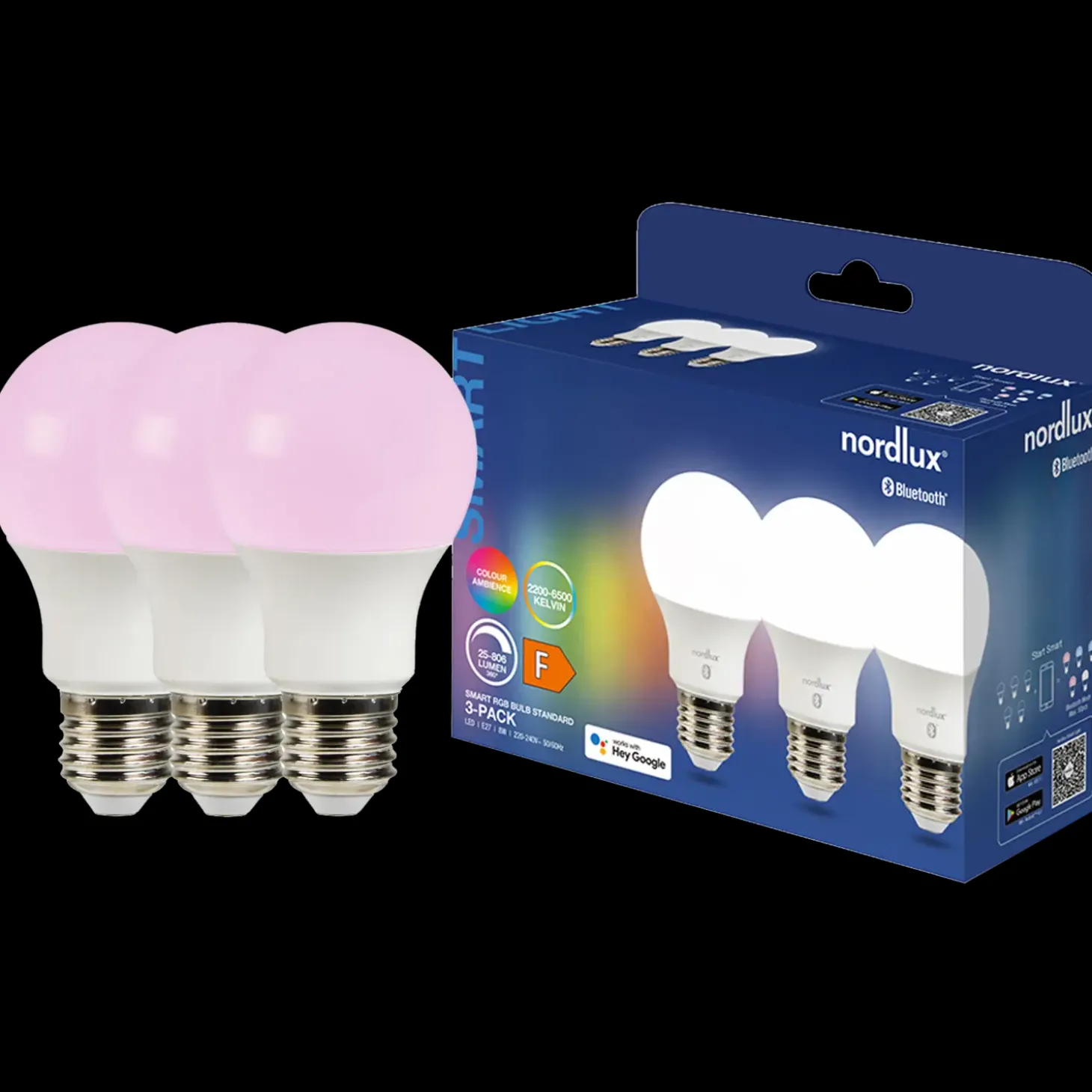 Nordlux smart pære colour LED E27 A60 8W RGB 3 pak