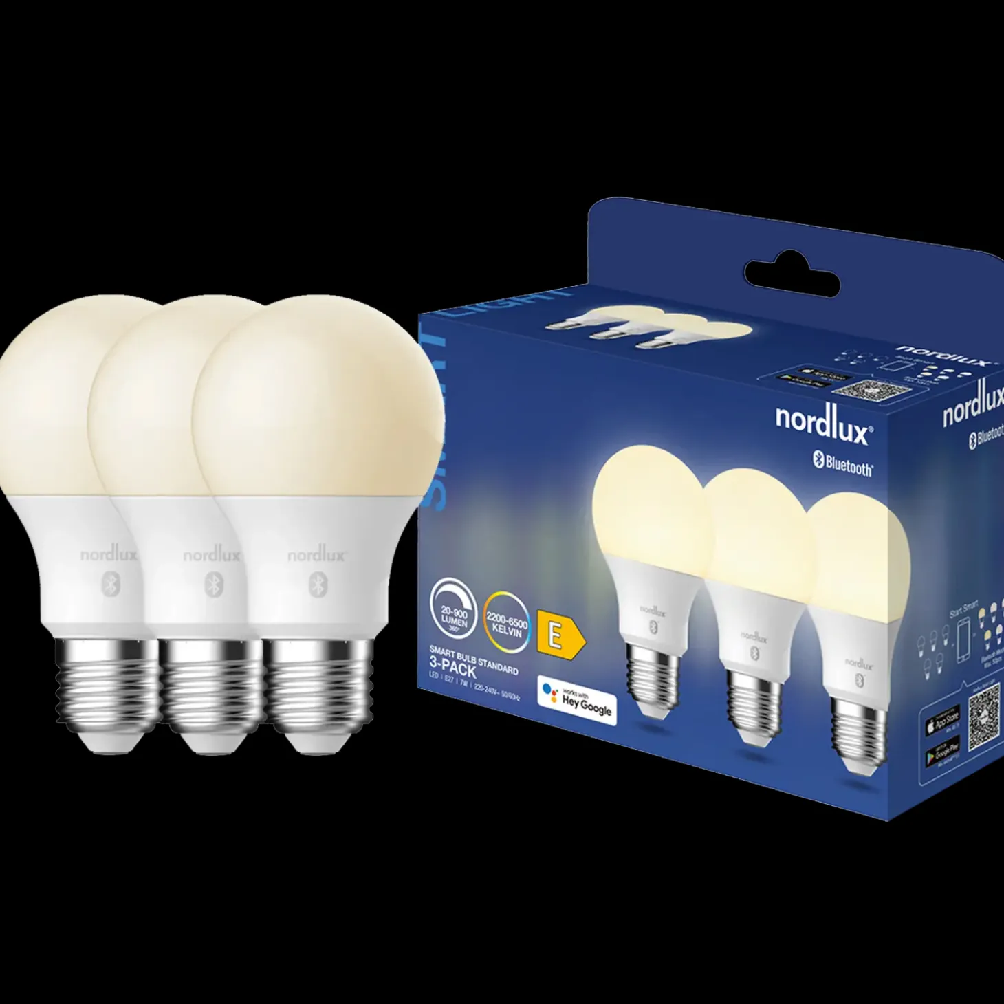 Nordlux smart pære LED E27 A60 SMD 7W hvid 3 pak
