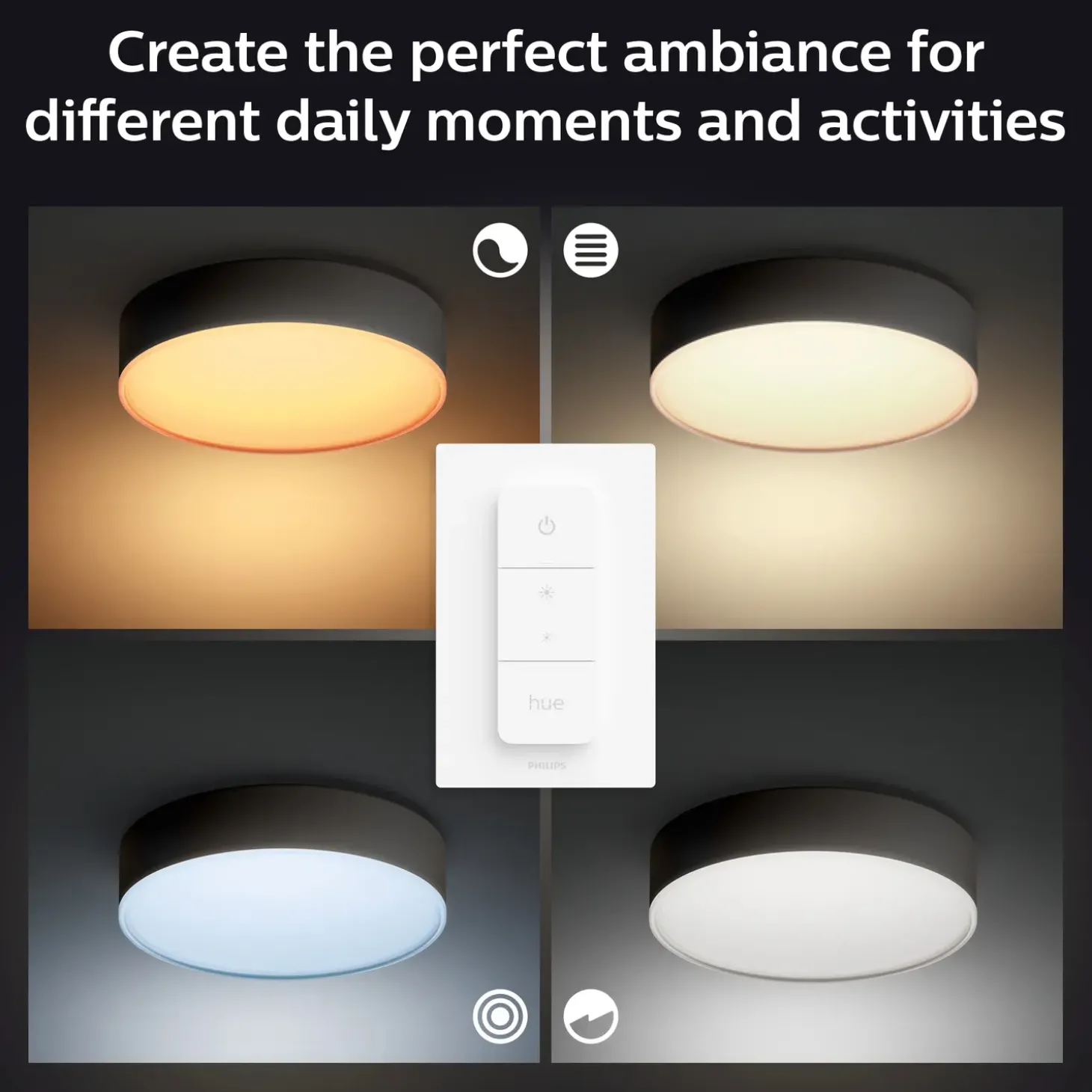 Philips Hue Enrave L plafond Ø42,5 cm 33,5W sort