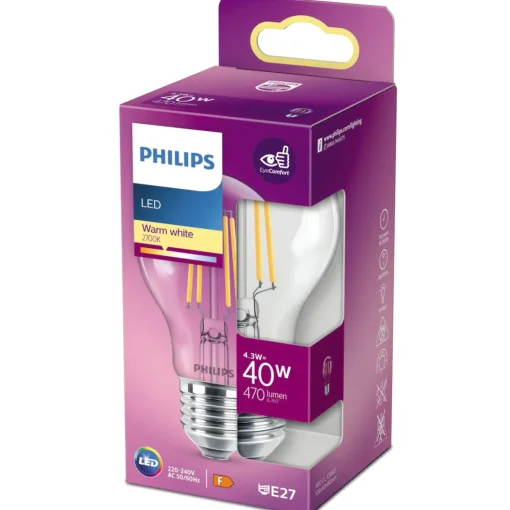 Philips LED pære  40W standard klar (ikke dæmpbar)