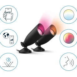 Philips WiZ udendørs bedlamper spot startsæt 10W sort