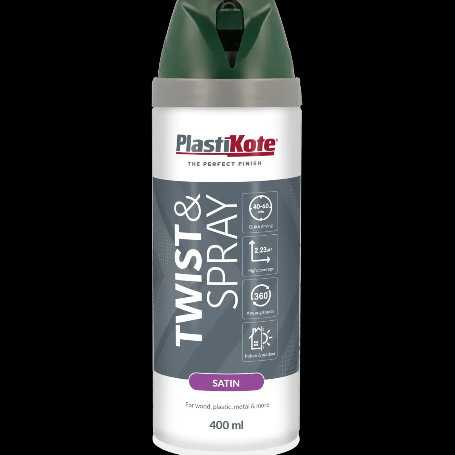 Plasti-Kote twist spraymaling 400 ml satin grøn