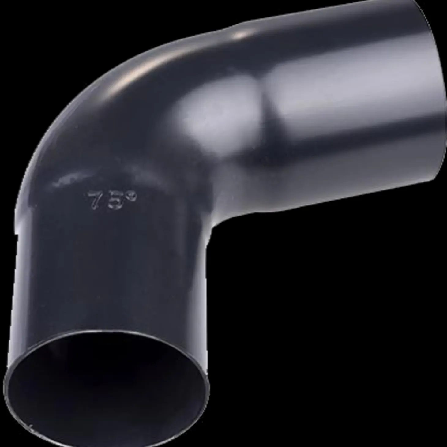 Plastmo bøjning 75° 75 mm sort
