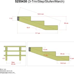 Plus 19º Trappevange 3 trin m/beslag Trindybde 39 cm
