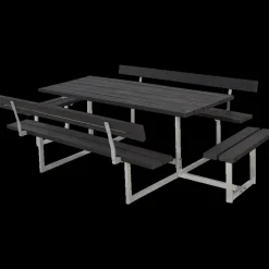 PLUS Basic Bord/Bænkesæt m/2 ryglæn og 2 påbygninger 260 cm RePlast Sort