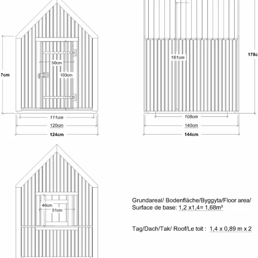 PLUS Classic legehus 144×124 cm ubehandlet