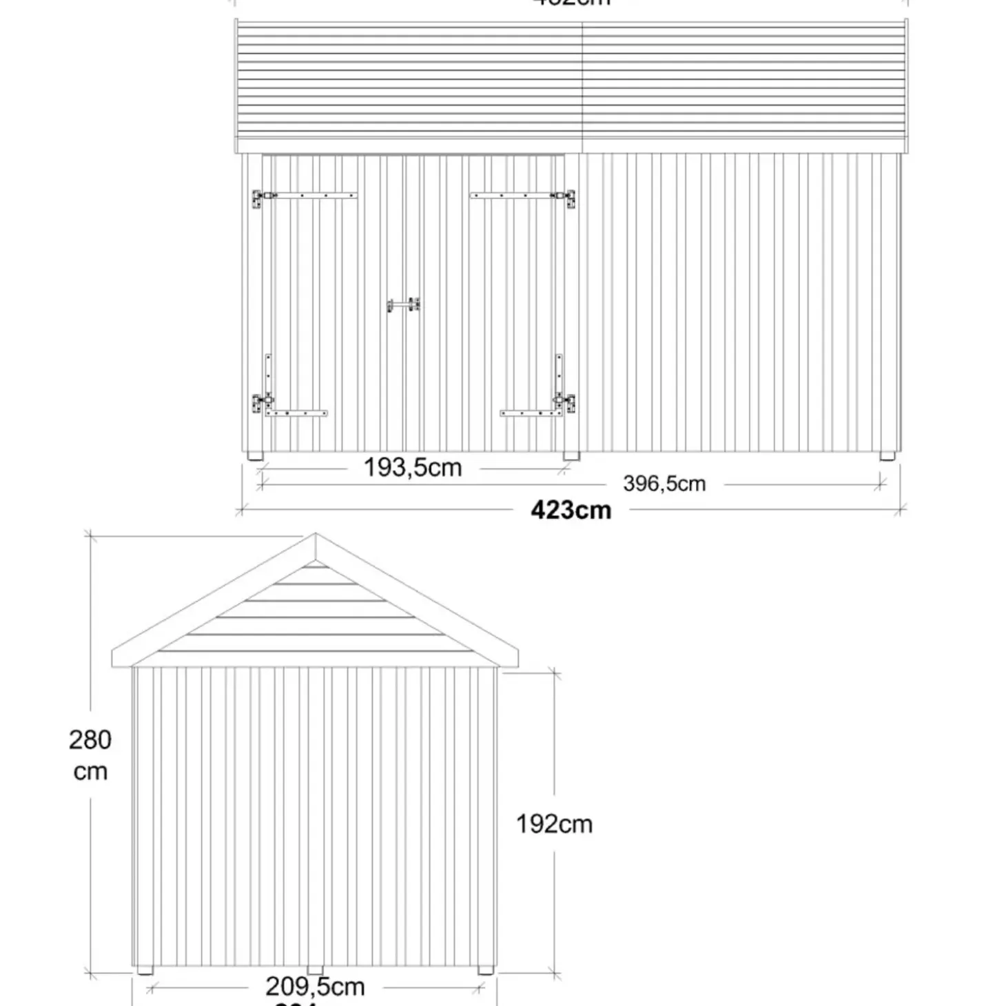 Plus Classic Multi Havehus 10 m²  2 moduler m/dobbeltdør og lukket front