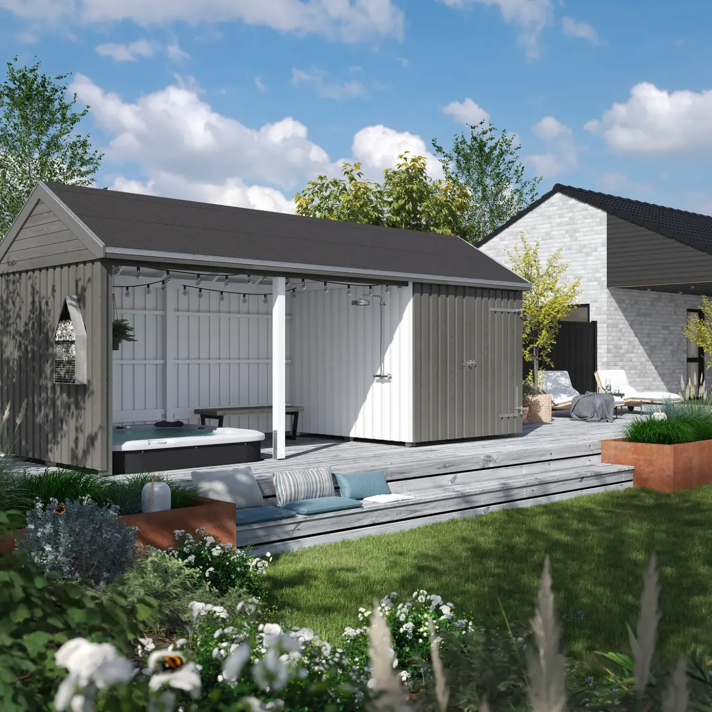 Plus Classic Multi Havehus 14,5 m² 3 moduler m/enkeltdør og åben front