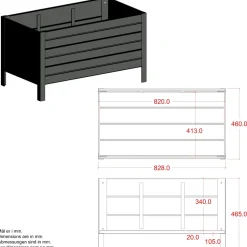 Plus Classic Plantekasse m/stålgavle  83 cm