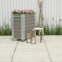Plus Cubic blomsterkasse med hjul 87x50x45 cm gråbrun