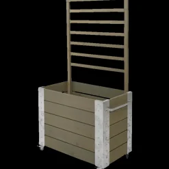 Plus Cubic blomsterkasse med espalier og hjul 87x50x130 cm gråbrun