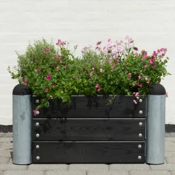 Plus Cubic blomsterkasse med hjul 46x50x45cm sort