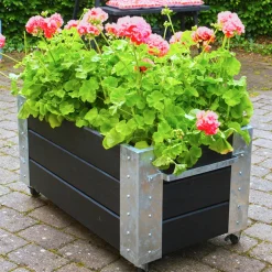 Plus Cubic blomsterkasse med hjul 87x50x45 cm sort