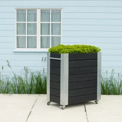 Plus Cubic blomsterkasse med hjul 87x50x45 cm sort