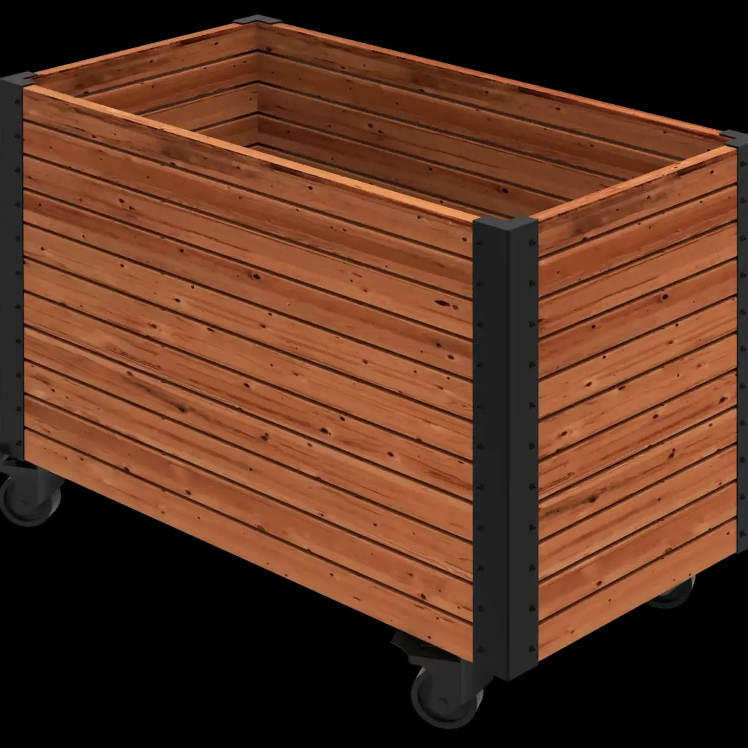 PLUS Cubic Living plantekasse m/hjul ThermoWood® Gyldenbrun/Sort 87×47×65,5 cm