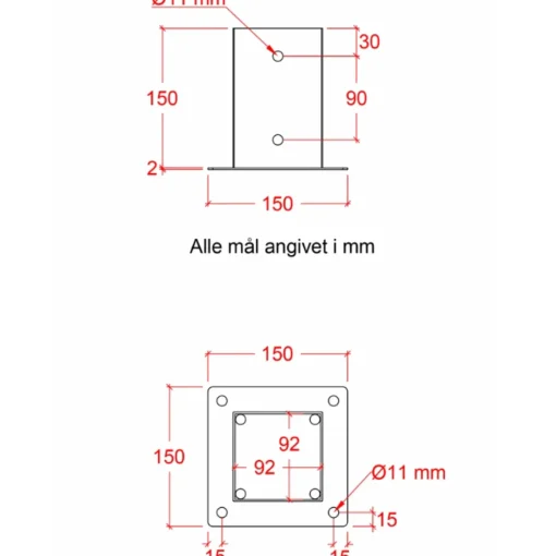 Plus Cubic stolpefod t/fundament 9x9 cm sort