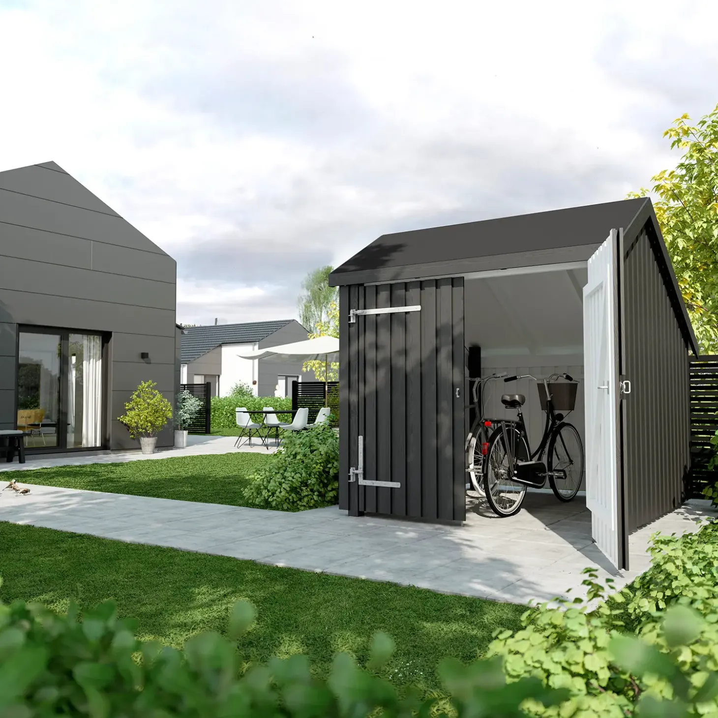 Plus cykelskur 5,7 m² 1 modul med dobbeltdør