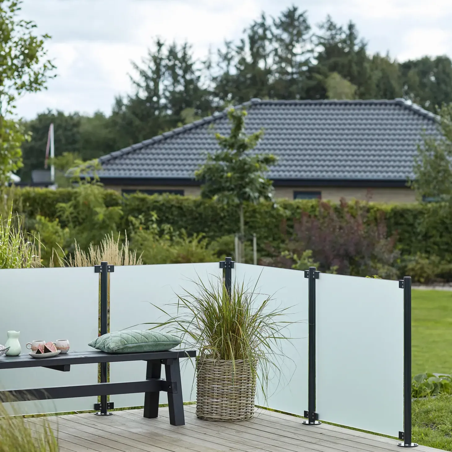 Plus glashegn t/rund stolpe 90x91 cm frosted