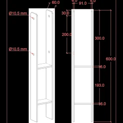 Plus H-stolpefod 60 cm 9x9 cm stolper til nedstøbning m/skruer sort