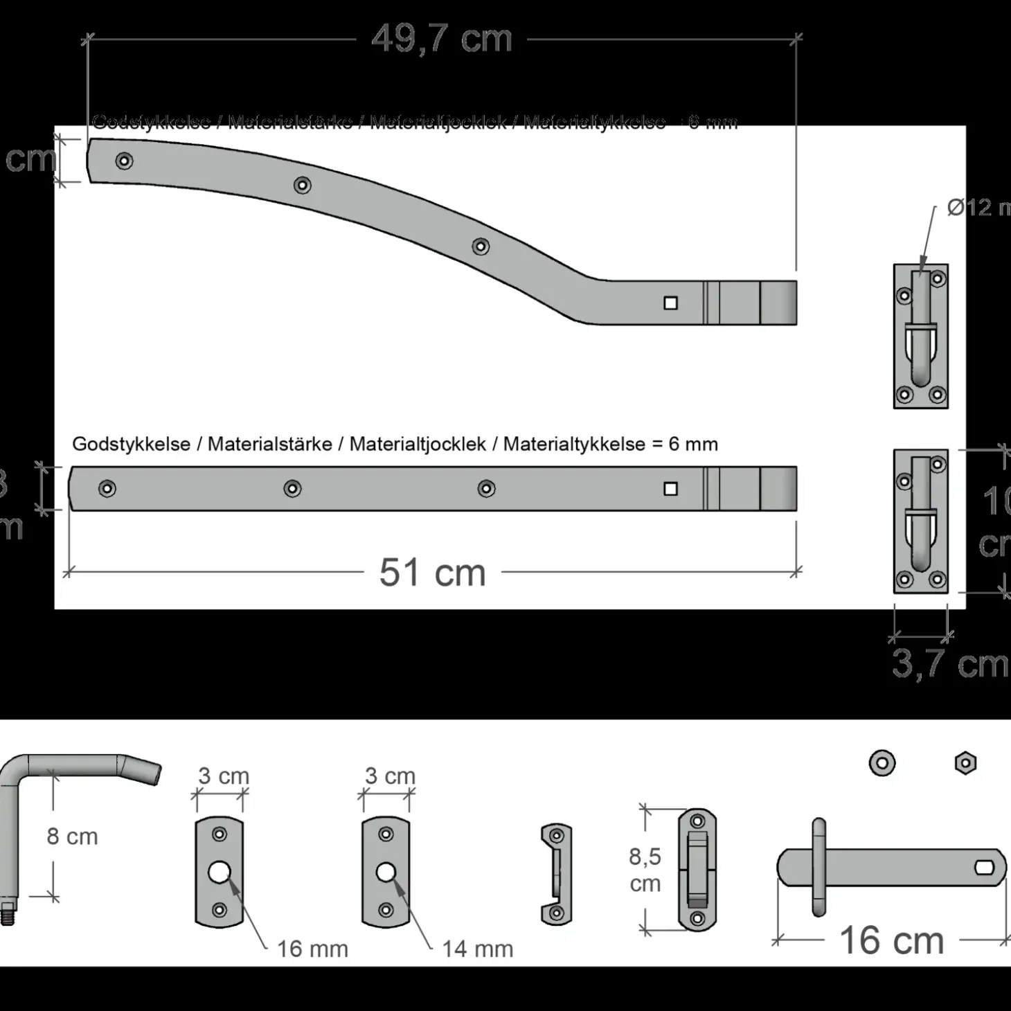 Plus Ligno enkeltlåge inkl. beslag højrehængt 100x88/85 cm trykimprægneret