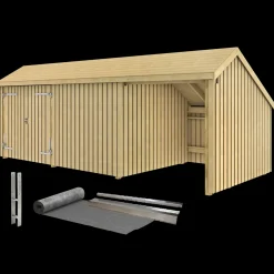 Plus Multi havehus 15,5 m² 3 moduler med dobbeltdør og lukket/åbent front