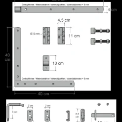 Plus Nostalgi enkeltlåge inkl. beslag 100x95 cm sort