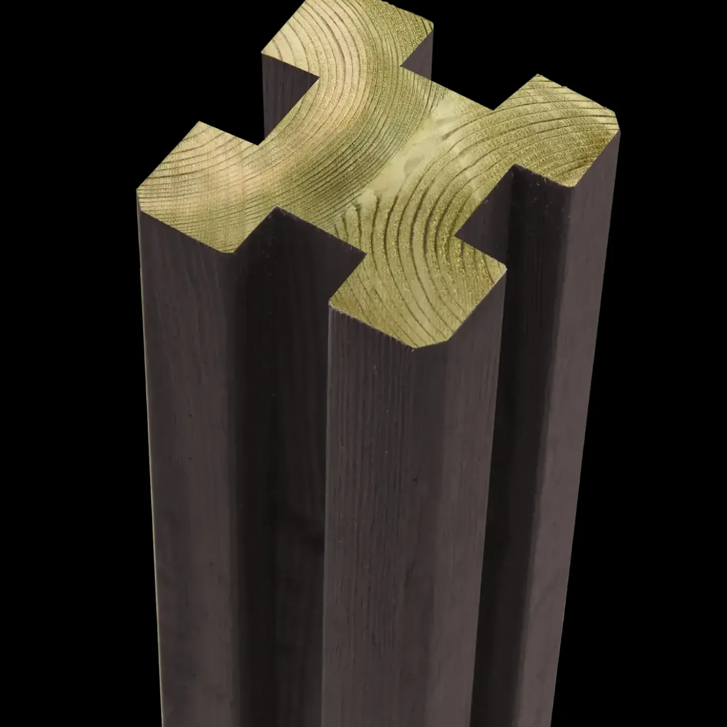 PLUS Omlimet Profilstolpe m/4 spor Sort 9×9×298 cm