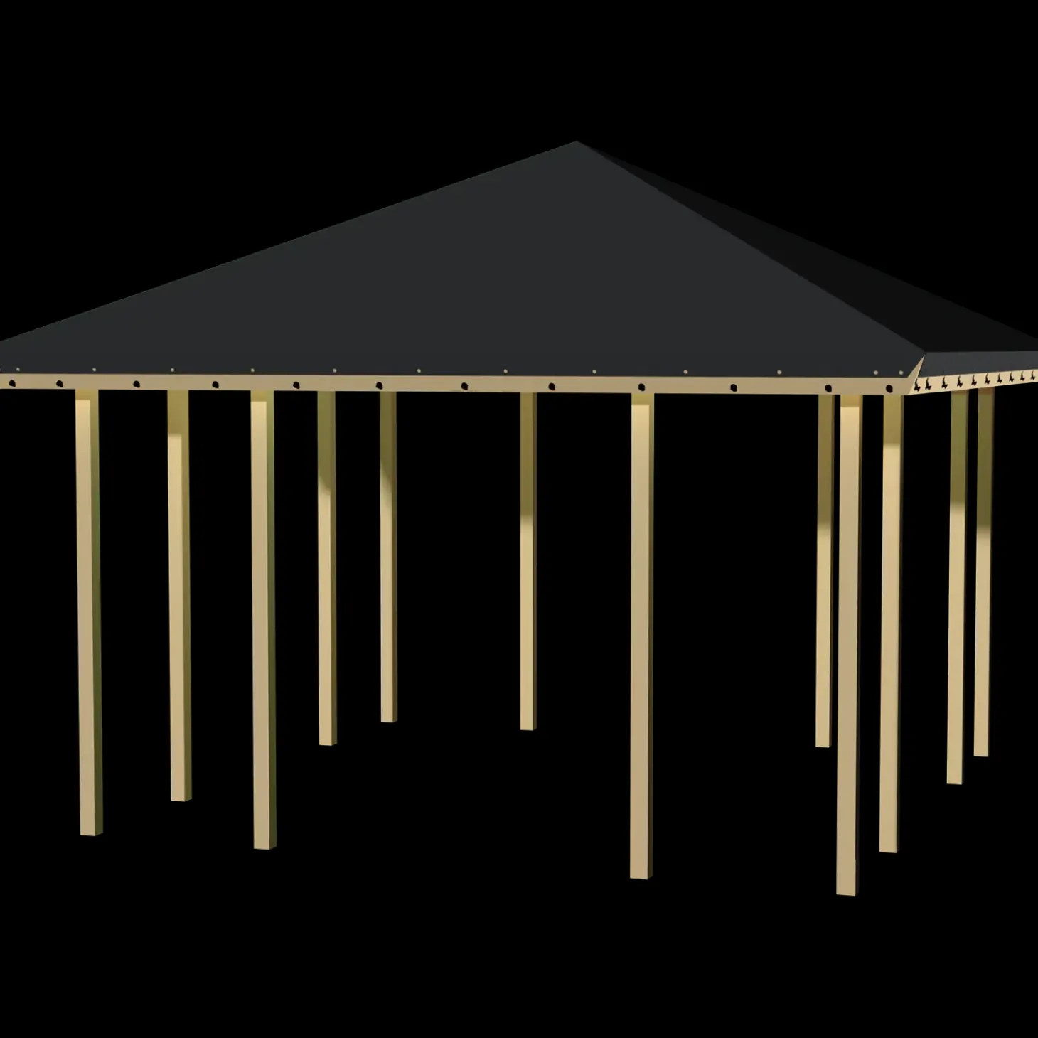 Plus Pavillon 1 åben modul med sort tagdug trykimprægneret