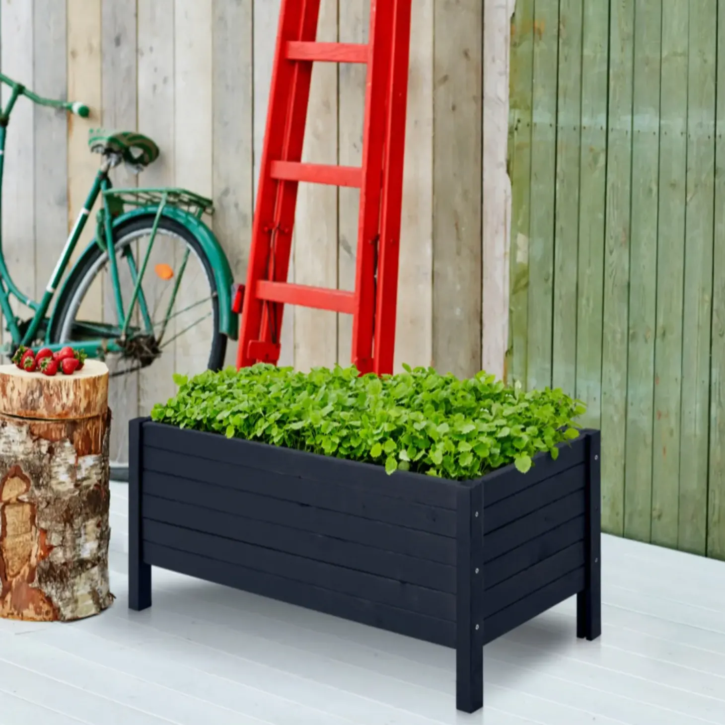 Plus plantekasse på ben 88x37x39 cm sort