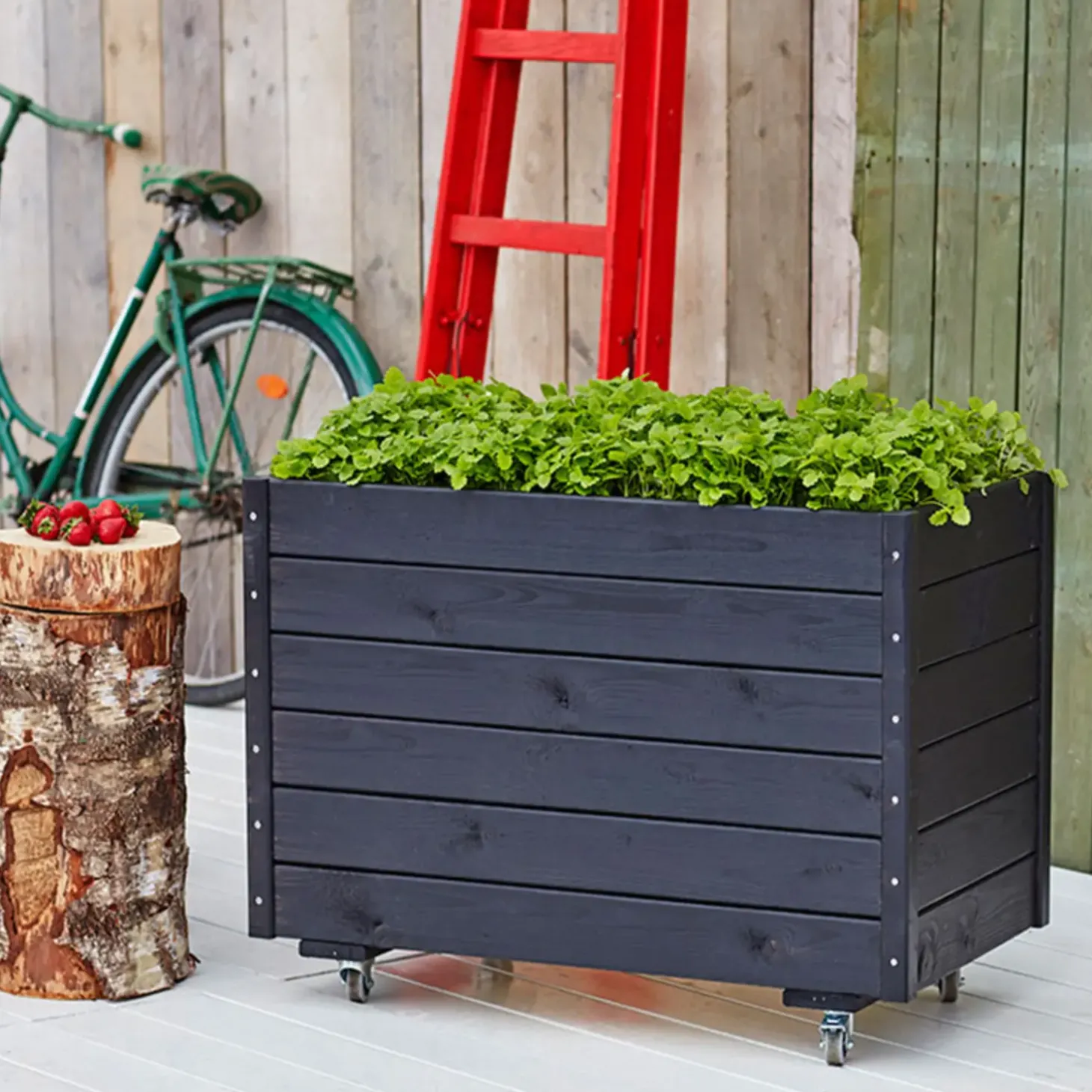 Plus plantekasse på ben 88x37x39 cm sort