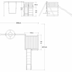 PLUS PLUS Play legetårn inkl. gyngestativ, gråsort rutsjebane og sort redegynge