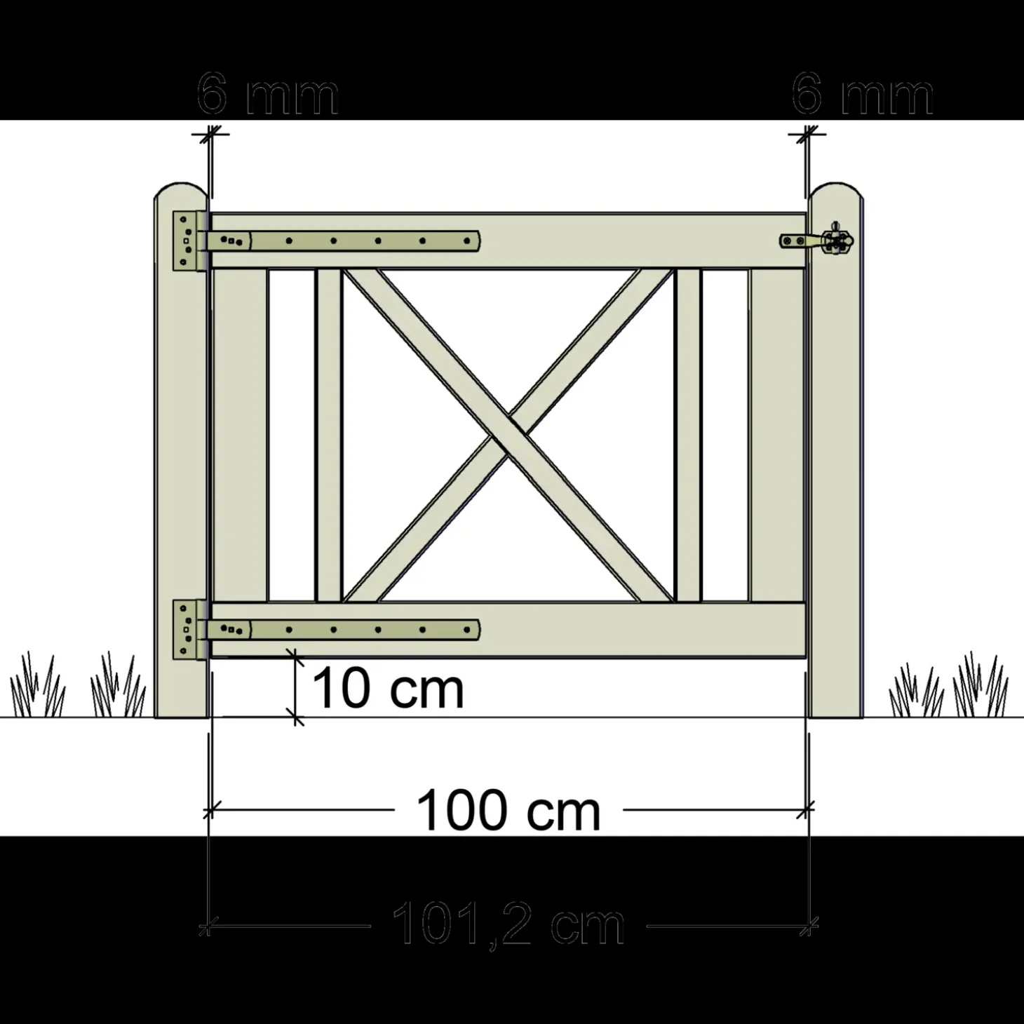 Plus Rom enkeltlåge inkl. beslag 100x75 cm trykimprægneret