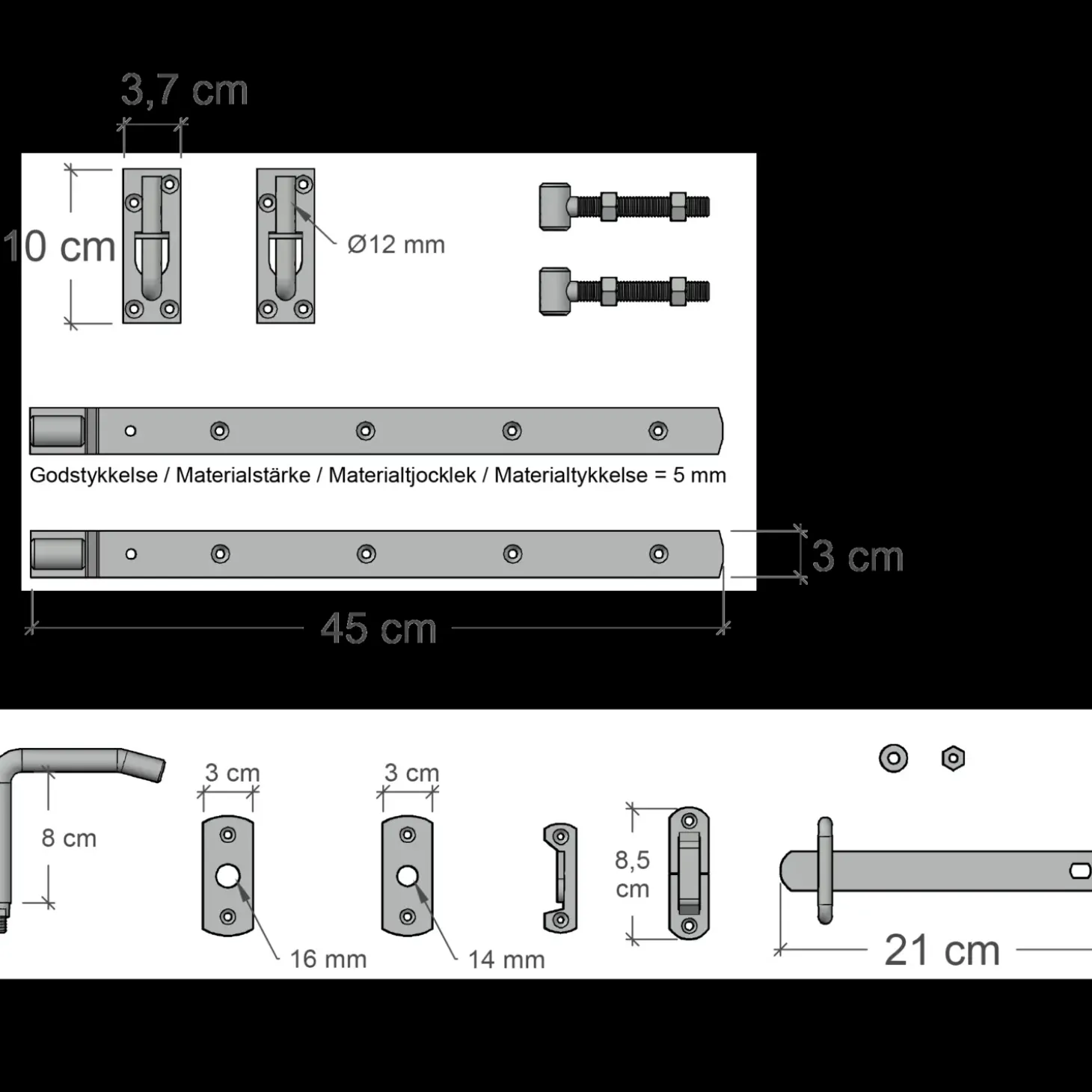 Plus Skagen Lux enkeltlåge inkl. beslag 100x80 cm hvid