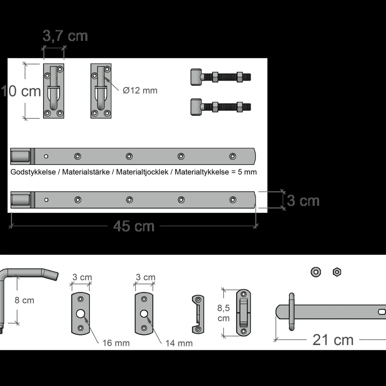 Plus Skagen Lux enkeltlåge inkl. beslag 100x80 cm hvid