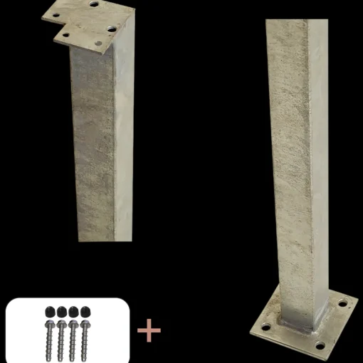 Plus Stålstolpe m/fod til håndliste inkl. bolte  hjørnestolpe  4,5x4,5x103,3 cm