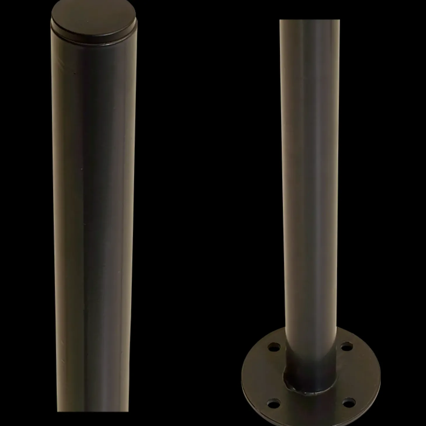 Plus stålstolpe rund m/stolpefod Ø42,4mm x 96 cm sort
