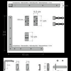 Plus Tangent Enkeltlåge inkl. beslag 95x140 cm hvid