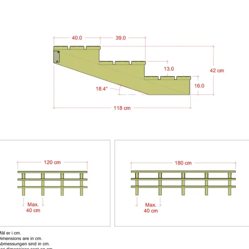Plus Terrassetrappe 3 trin  19°  180 cm