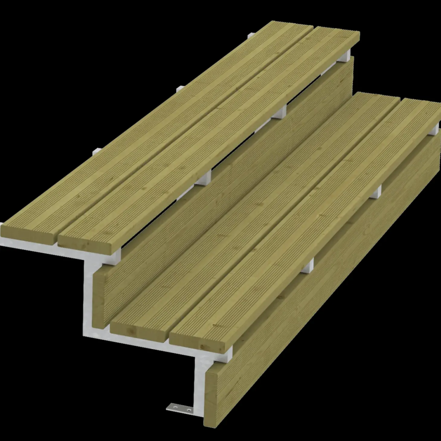 Plus Terrassetrappe 2 trin 37x54 cm 34,2° 180 cm