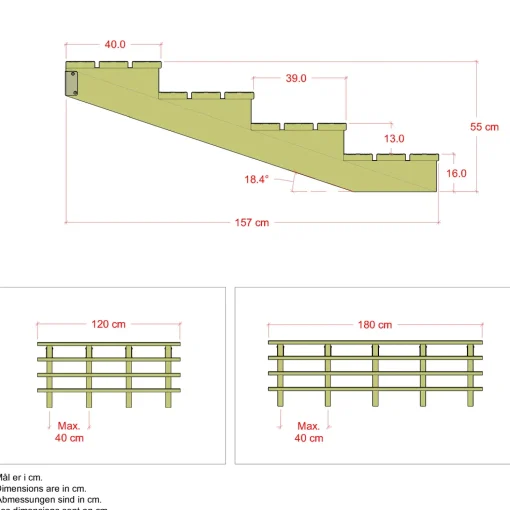 Plus Terrassetrappe 4 trin  19°  180 cm