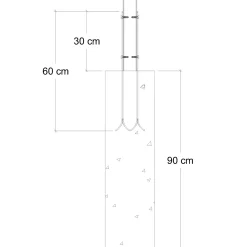 Plus Universal stolpefødder t/nedstøbning 4x60 cm sort
