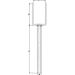 PN stolpefod U-form D101xH90xB65 L200 mm varmforzinket
