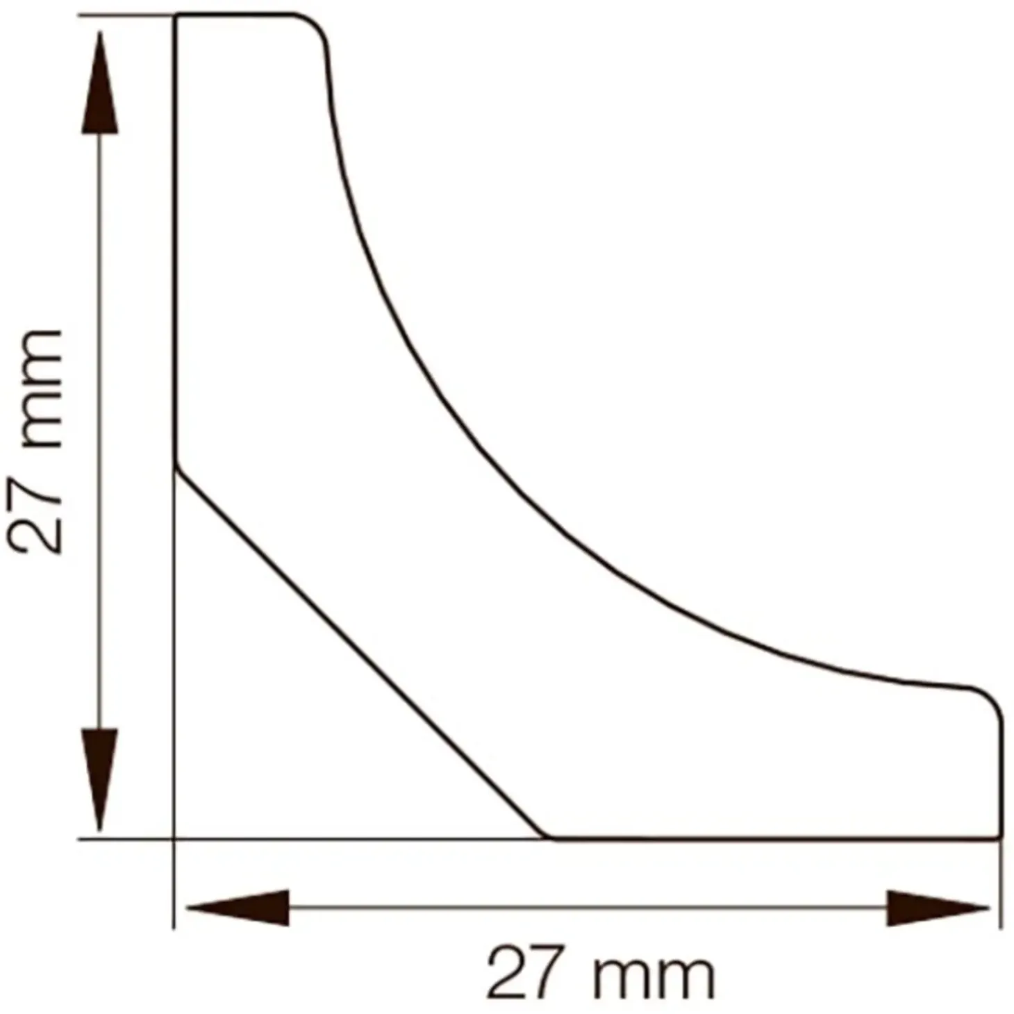 Primo hulkehlliste hvid 27x27x3100 mm