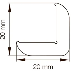 Primo vinkelliste hvid 20x20x2500 mm