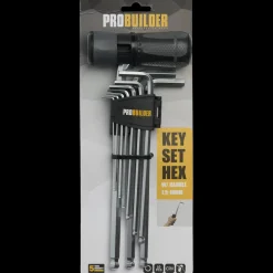 Probuilder stiftnøglesæt m. håndtag crv-stål 10 dele